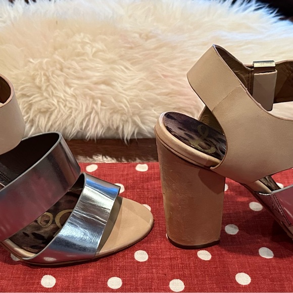 Sam Edelman Yelena Block Heels Sandals. Silver strap sandals - Picture 4 of 14